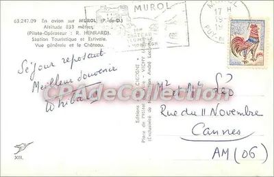 Vista aérea do castelo de Murol — Murol (Puy-de-Dôme) — Edições La Cigogne — Verso