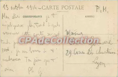 Hérimenil — L'église détruite par deux obus en 1914 — Éditeur : Lh. édit, Lunéville — Verso