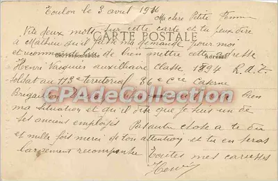 Toulon - Cartatides de Puget — nieznany wydawca, nr 86 — Rewers