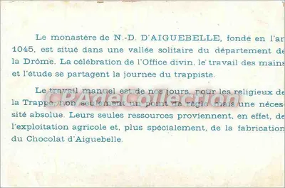 Fazenda Normanda — Editora: Chocolaterie d'Aiguebelle, Mosteiro da Trapa, Drôme — Verso