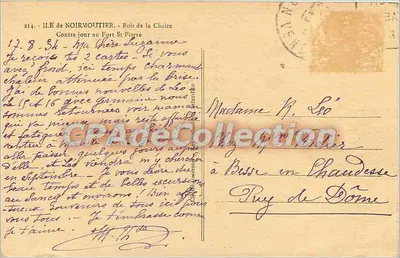 Bois de la Chaize — Ile de Noirmoutier — éditeur inconnu, n° 214 — Verso