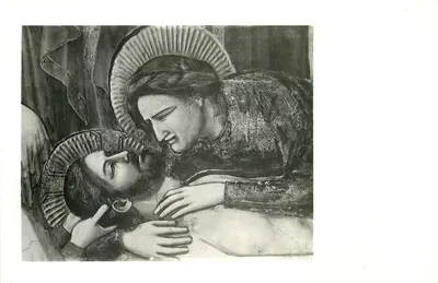 The Deposition — detail of the heads of the Virgin and Christ — Cappella degli Scrovegni, Padua