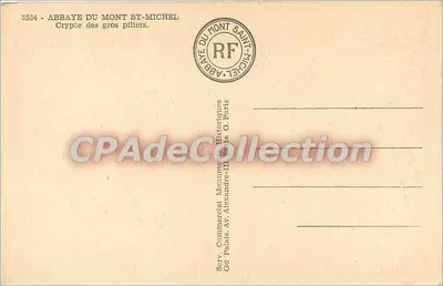 Cripta dos grandes pilares — Abadia do Monte Santo Michel — editor Serv. Commercial, Paris — Verso