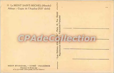 Monte Santo-Michel (Manche) — Cripta do Aquilão (século XII) — Les Éditions d'Art Martel, Paris — Verso