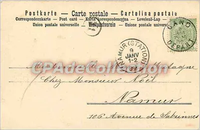 Paisagem invernal com moinho de água — Gand, Bélgica — editor não identificado, número de série não visível — Verso