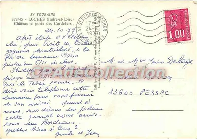 Kasteel en poort van de Cordeliers — Touraine — Uitgave Greff — Achterkant