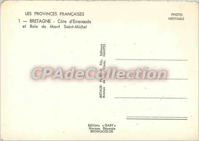 Costa de Esmeralda — Bahía del Mont Saint-Michel — Ediciones Peraud Fils, Nantes — Reverso