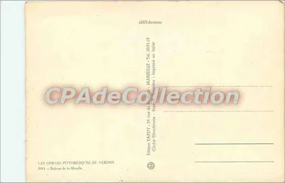 Les Gorges du Verdon — Balcon de la Mesela — Édition TARDY — Verso
