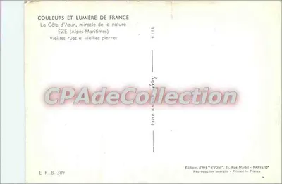 ÉZE (Alpes-Maritimes) — Calles antiguas y piedras antiguas — Ediciones d'Arte YVON — Reverso