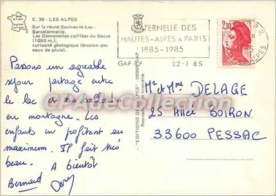 Sauze'de Saçlı Gençler — Hautes-Alpes — Alpler Éditions, n° 05000 — Arka yüz