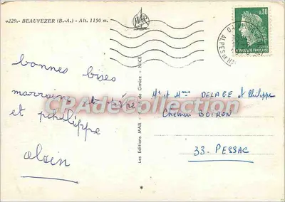 Beauvezer — Alpejski teren z alpejską kozą — Wydawnictwo MAR, nr 4229 — Rewers