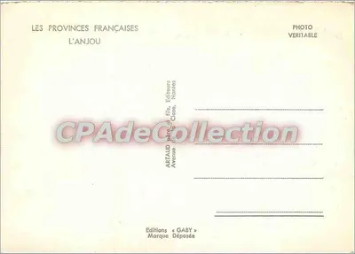 Anjou — kolorowana kartka turystyczna — Wydawnictwo Gaby, Nantes — Rewers