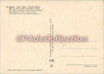Menton - Côte d'Azur — Fête du Citron dans les Jardins Bioves — Les Éditions GILLETIA, Nice — Verso