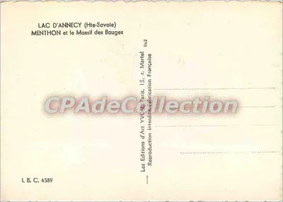 Lac d'Annecy — Menthon et le Massif des Bauges — Les Éditions d'Art Yvon, Paris — Verso