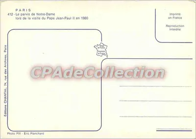 Paris - Notre-Dame — visite du Pape Jean-Paul II en 1980 — Éditions PIX — Verso