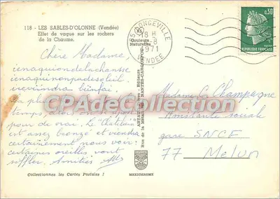 Les Sables-d'Olonne (Vendée) — Efeito de onda sobre os rochedos da Chaume — Editores Artaud & Cie, Nantes — Verso