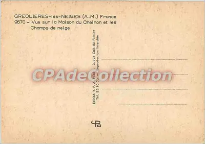 Greolieres-les-Neiges (A.M.) — Widok na Dom Cheirona i Pola Śniegu — Wydawnictwo Y.P.A. Nice — Rewers