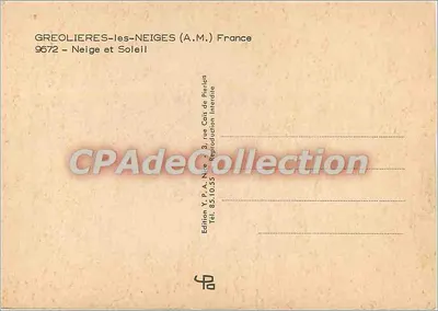 グレオリエール＝レ＝ネイジュ（A.M.） — 雪景色と小屋 — Édition Y.P.A. ニース — 裏面