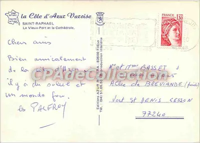 Toulon — Puerto con barcos y catedral — Ediciones AZUR Riviera — Reverso