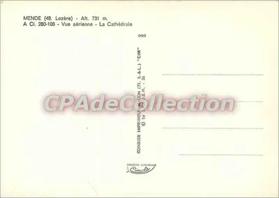 Mende (48. Lozère) — Vista aérea de la catedral — Combièr Editor (71. S.&L.) — Reverso