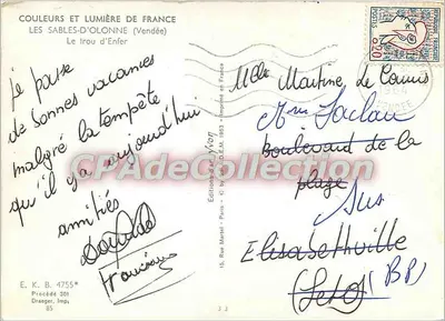 Les Sables-d'Olonne — O buraco do Inferno (Vendée) — Edições de Arte Yvon — Verso