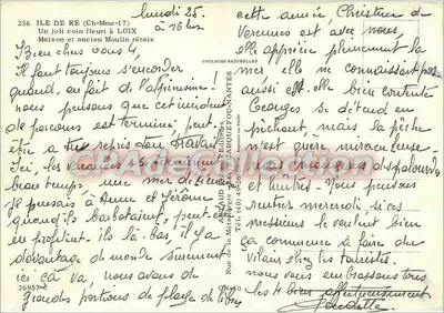 Ilha de Ré (Ch-Mme-17) — Casa e antigo moinho rétais — Couleurs Naturelles — Verso