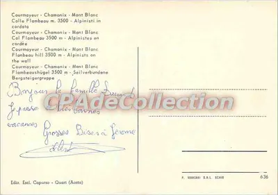 Courmayeur - Chamonix - Mont Blanc - Colle Flambeau m. 3500 - Alpinisten in kabel — Achterkant
