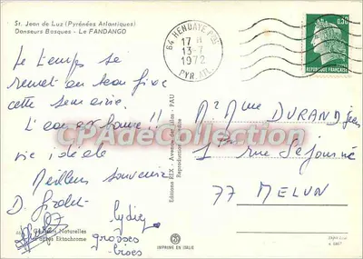 St Jean de Luz (Pyrénées Atlantiques) — Dançarinos Bascos Le Fandango — Edições REX — Verso