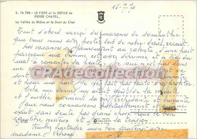 Fort i Przejście Pierre Chatel — Dolina Rony i Ząb Kocia — Wydawnictwo J. Collard, 0,9120 — Rewers