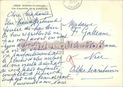 Bordeaux — Cattedrale — Editore Elcécé, n° 10033 — Verso