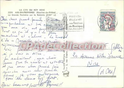 A Grande Fontaine na Rotonda — Aix-en-Provence (Bouches-du-Rhône) — Sociedade de Edições de Carta — n° 2039 — Verso