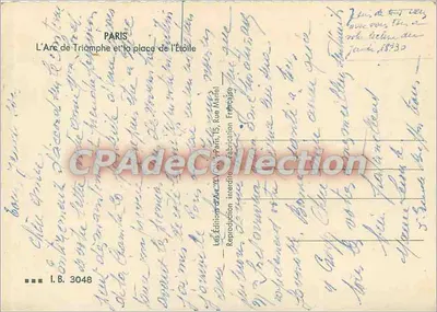 Paris — O Arco do Triunfo e a praça da Estrela — Les Éditions d'Art, Paris, 15, Rue Marief — Verso