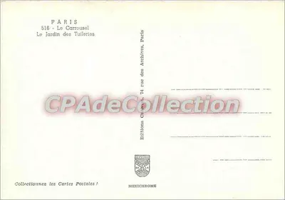 Paris - O Carrousel - O Jardim das Tuileries — Éditions Iris, n° 516 — Verso