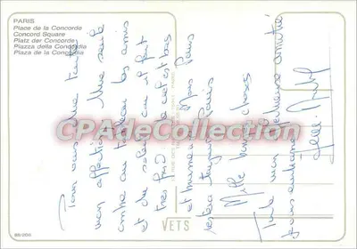 Place de la Concorde — estátua de Marte ou Júpiter sobre um pégaso — Bilhete postal antigo de Coleção — Verso