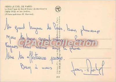Sacre-Cœur de Montmartre — vue aérienne — Éditions P.I. n°213 — Verso