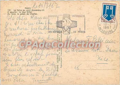A Sena no ponte Alexandre-III — vista com a torre Eiffel e o palácio de Chaillot — editor André Leconte, n°132 — Verso