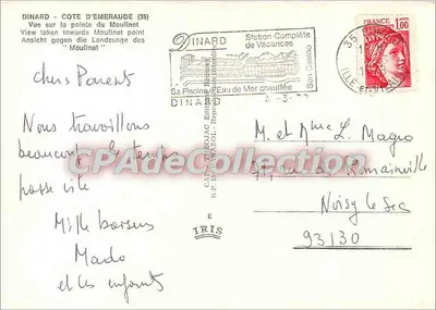 Dinard - Côte d'Émeraude (35) — Widok na punkt Moulinet — wydawca IRIS, nr 1818 — Rewers