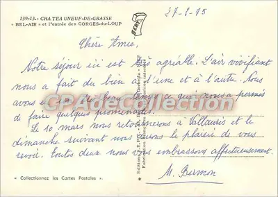 Catena dell'Étang-de-Grasse — « Bel-Air » e l'ingresso delle Gorges-du-Loup — Edizioni E. P. T. - 139-13 — Verso