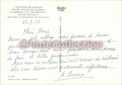 Santuário de Nossa Senhora das Fontes — Alta Valey da Roya — Éditions Oiset Color — Verso