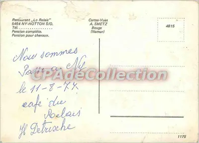 Le Relais — Ristorante e pensione a Ny-Hotton — Carte-Vues A. SMETZ — Verso