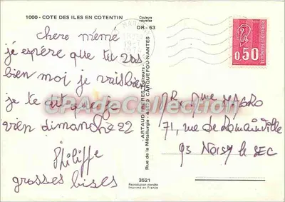 Costa das Ilhas no Cotentin — Manche — editor Artaud Frères — Verso