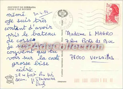 Convento de Corbara — 20220 L'Île Rousse — editor Cing — Verso