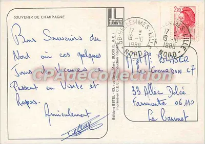 O Champagne — Editor Estel, número de série não visível — Verso