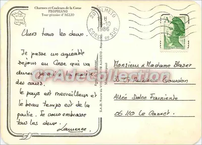 Torre gênesa de Aglio — Propriano — editor não identificado — Verso