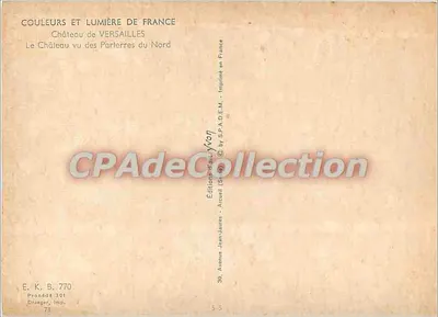 Zamek w Versailles — Widok z Parterres du Nord — Wydawnictwo Jean-Jaurès — Rewers