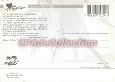 Martinica — Blaff de peixe — Edições Grand Sud, n° M.78 — Verso