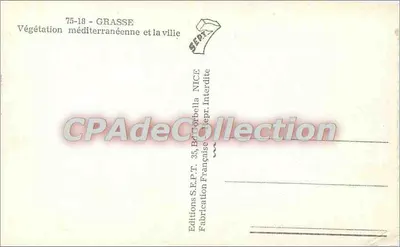Grasse — Vegetação mediterrânea e a cidade — Éditions S.E.P.T., Nice — Verso