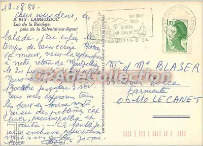 Jezioro Raviège — blisko Salvetat-sur-Agout — Éditions des Sept Ponts, Caussade — Rewers