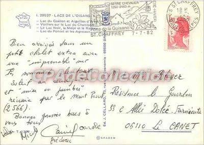 LACS de l'OISANS — Ansicht der Seen und Berge — Éd. J. CELLARD n° 1287 — Rückseite
