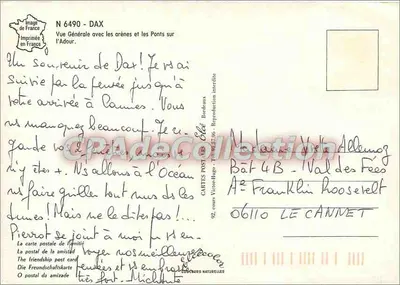 DAX — Vista Generale con le Arene e i Ponti sull'Adour — Editore Eléa, N° 6490 — Verso